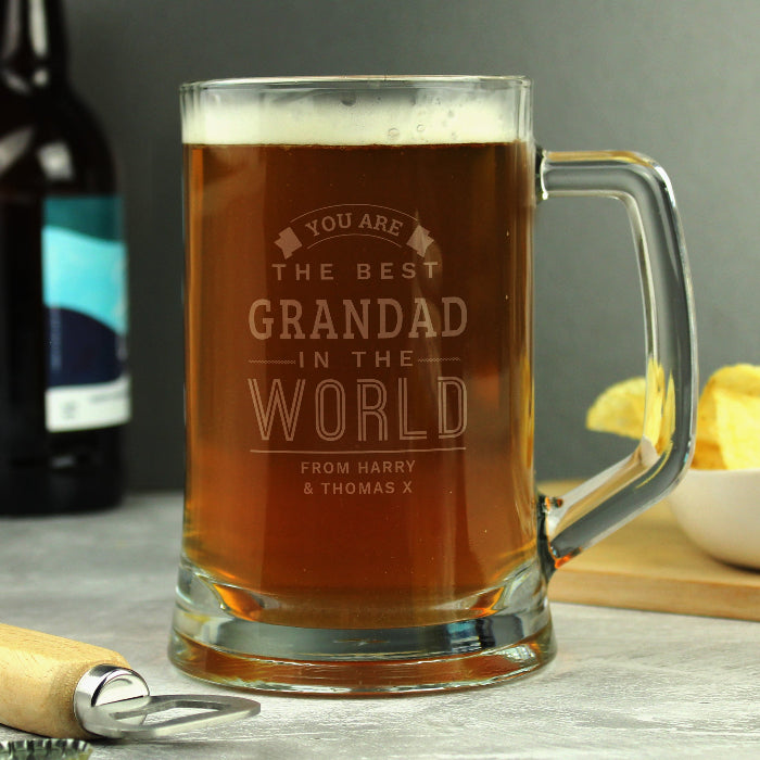 Engraved Best in The World Pint Tankard Glass & Gift Box