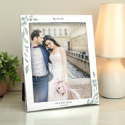 Personalised Botanical Wedding Silver Photo Frame - 10x8