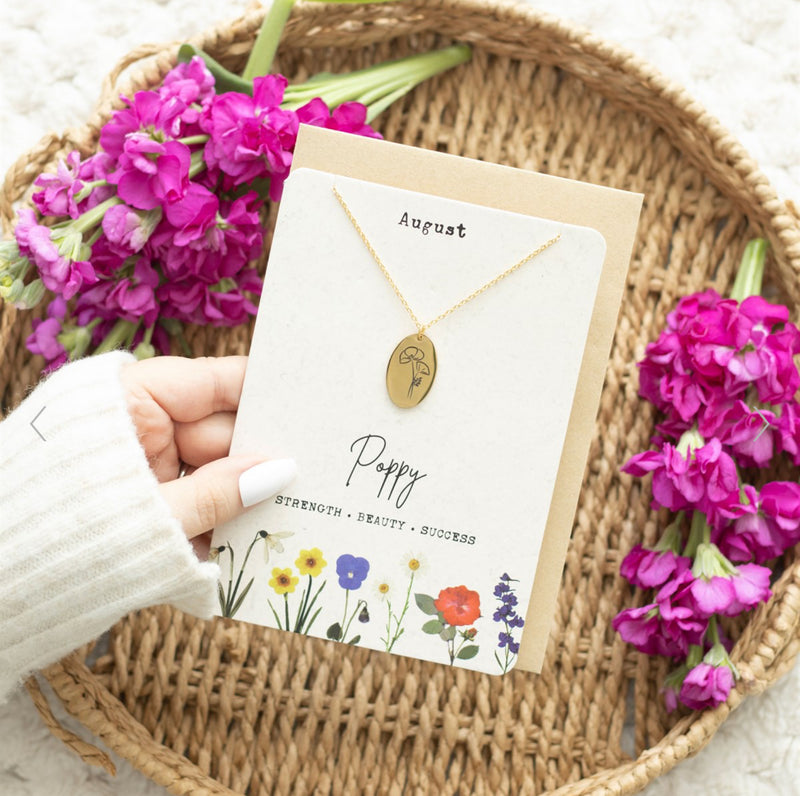 Birth Flower Necklace Card