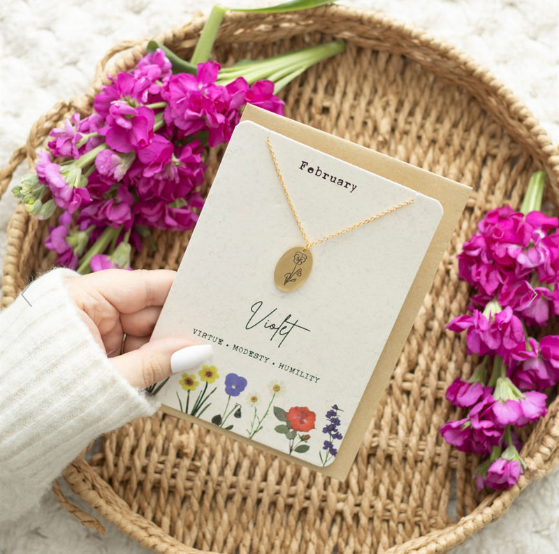 Birth Flower Necklace Card