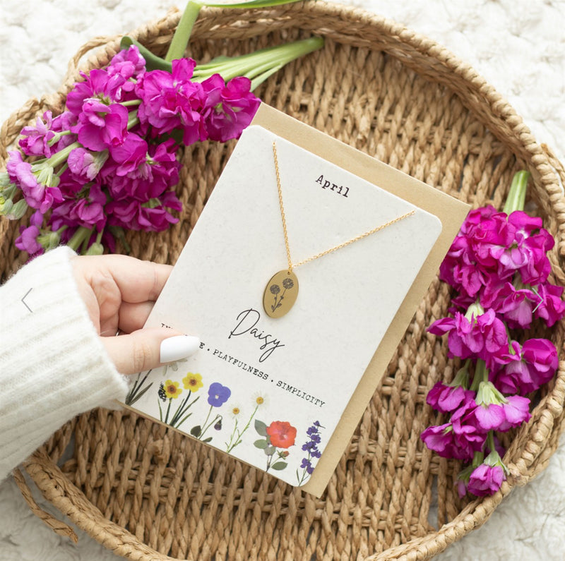 Birth Flower Necklace Card