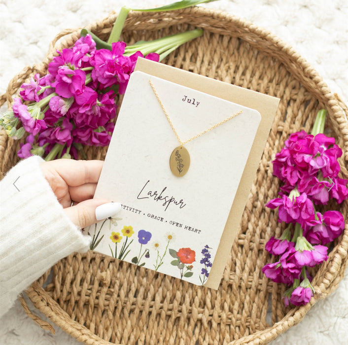 Birth Flower Necklace Card