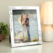 Personalised Botanical Wedding Silver Photo Frame - 10x8