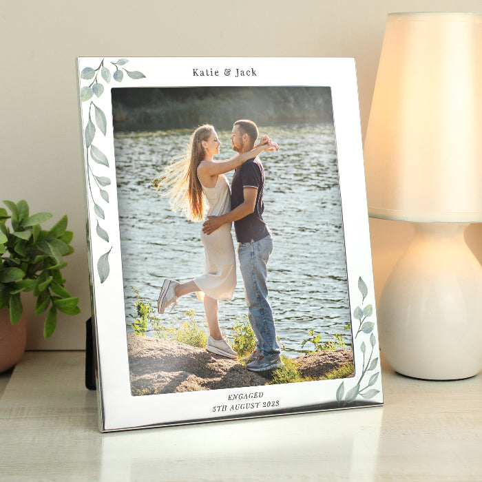 Personalised Botanical Wedding Silver Photo Frame - 10x8