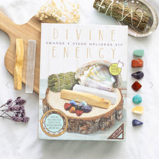 Divine Energy Smudge and Stone Wellness Kit Gift Set