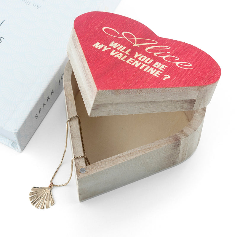 Personalised Will You Be My Valentine Wooden Heart Trinket Box