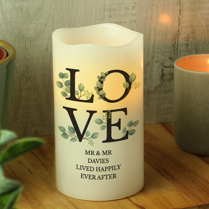 Personalised LOVE Wedding LED Candle