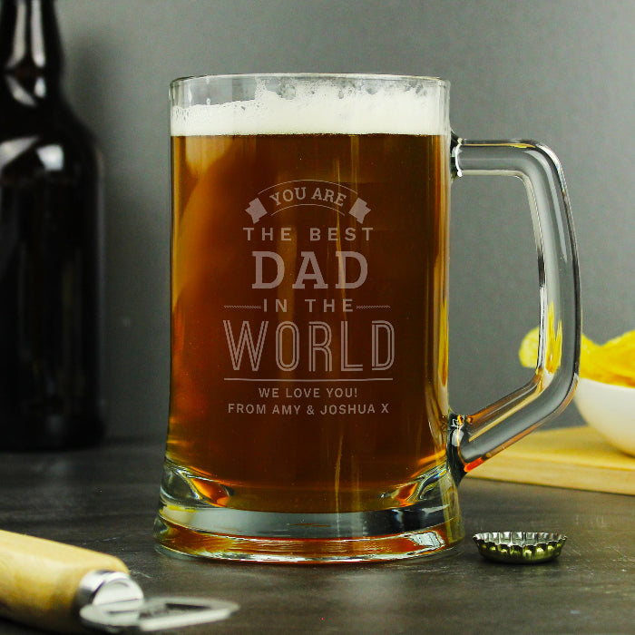 Engraved Best in The World Pint Tankard Glass & Gift Box