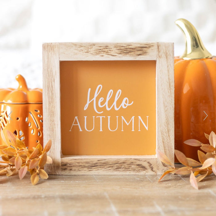 Autumn Decor Hello Autumn Wooden Frame Sign