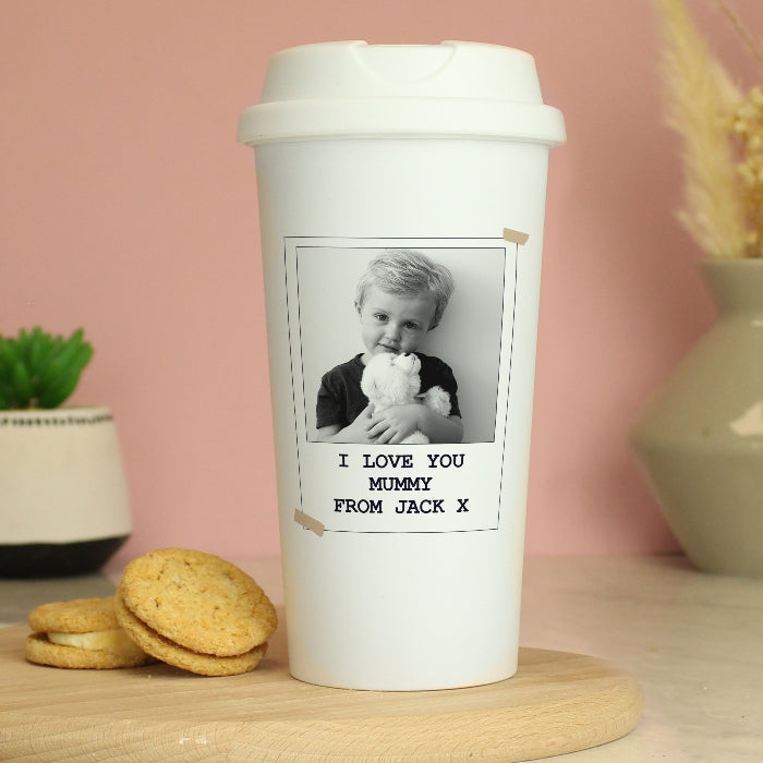 Photo Upload & Text Travel Mug