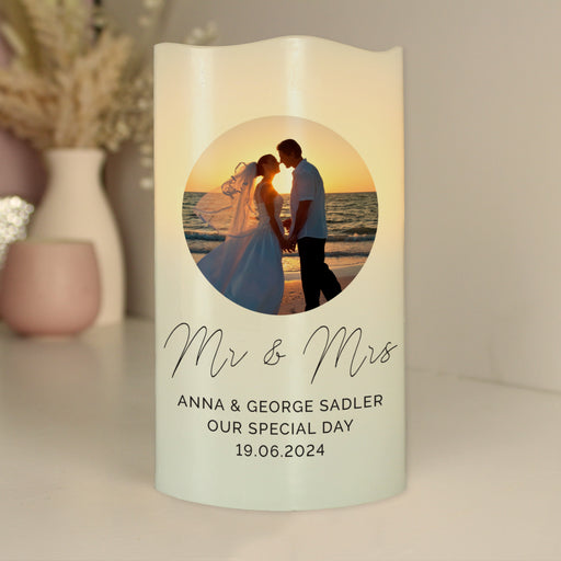 Personalised Wedding Photo Upload LED Candle