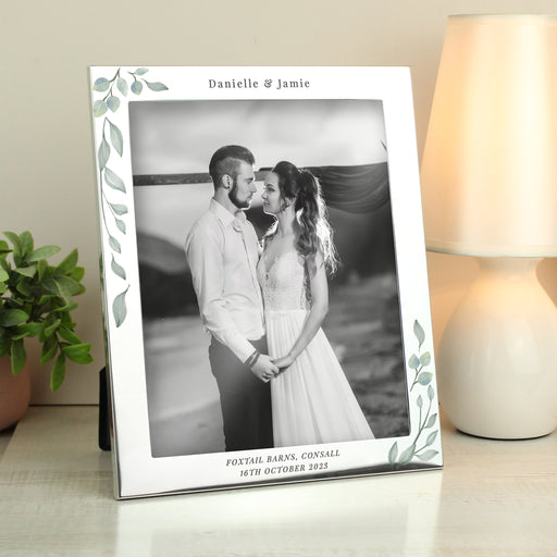 Personalised Botanical Wedding Silver Photo Frame - 10x8