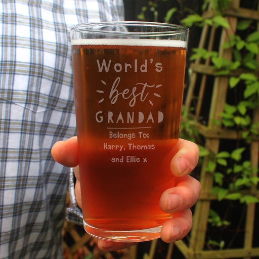 Personalised World's Best Grandad Pint Glass