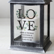 Personalised LOVE Wedding Day LED Black Lantern