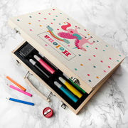 Personalised Wooden Art Colouring Box Set - Unicorn