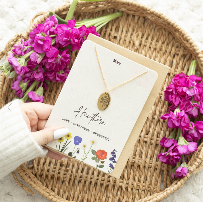 Birth Flower Necklace Card