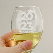 Engraved Class of Graduation Wine Glass