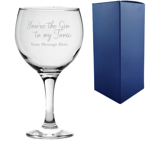 Engraved Gin Balloon Glass with You're the Gin to My Tonic Design, Personalise with Any Message Image 1
