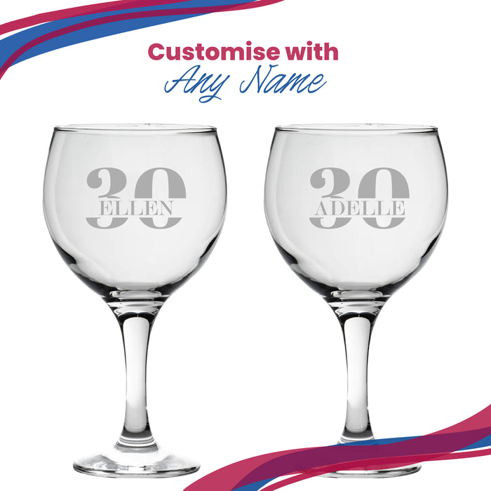 Engraved Gin Balloon Cocktail Glass with Name in 30 Design Image 5