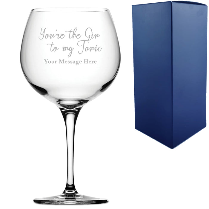 Engraved Primeur Gin Balloon Glass with You're the Gin to My Tonic Design, Personalise with Any Message Image 2