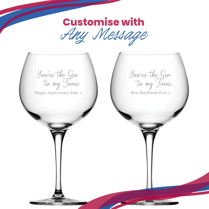 Engraved Primeur Gin Balloon Glass with You're the Gin to My Tonic Design, Personalise with Any Message Image 5