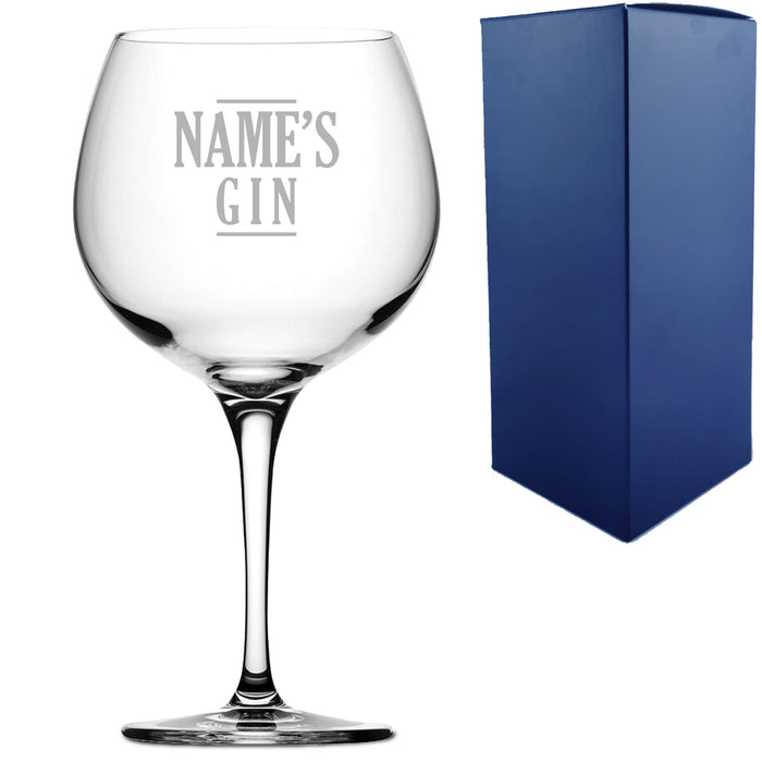 Engraved Primeur Gin Balloon Cocktail Glass with Name's Gin Serif Design, Personalise with Any Name Image 2