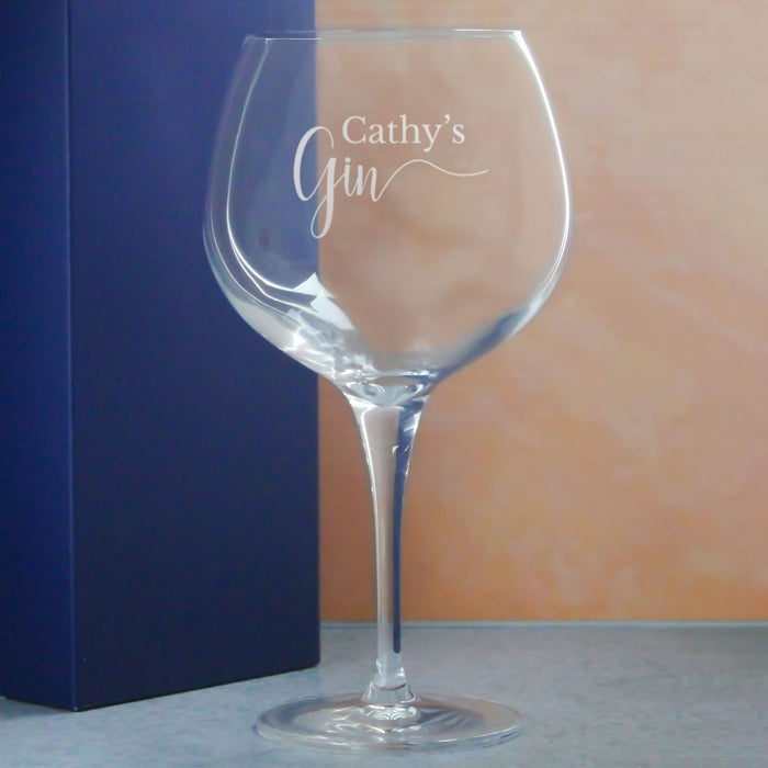 Engraved Primeur Gin Balloon Cocktail Glass with Name's Gin Design, Personalise with Any Name Image 4
