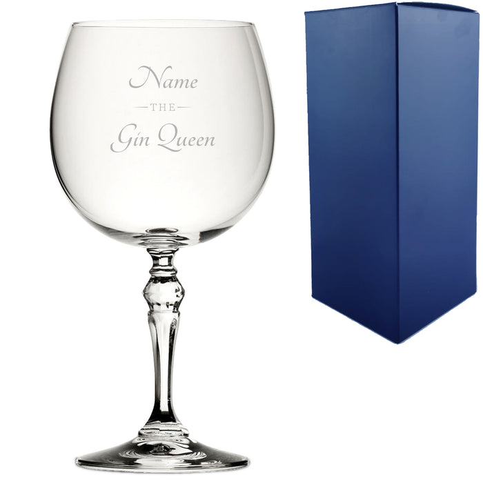 Engraved Crystal Gin and Tonic Cocktail Glass with The Gin Queen Design, Personalise with Any Name Image 2