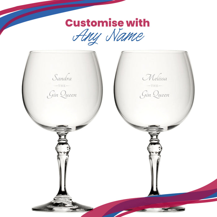 Engraved Crystal Gin and Tonic Cocktail Glass with The Gin Queen Design, Personalise with Any Name Image 5