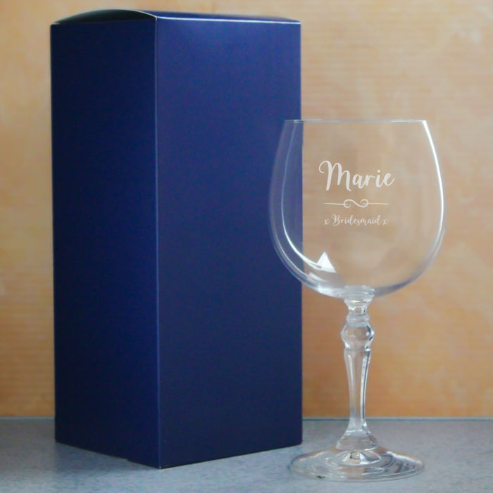 Engraved Crystal Gin and Tonic Glass with Flourish Design, Personalise with Any Name and Message Image 3