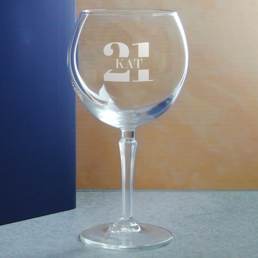Engraved Hudson Gin Balloon Cocktail Glass with Name in 21 Design Image 4