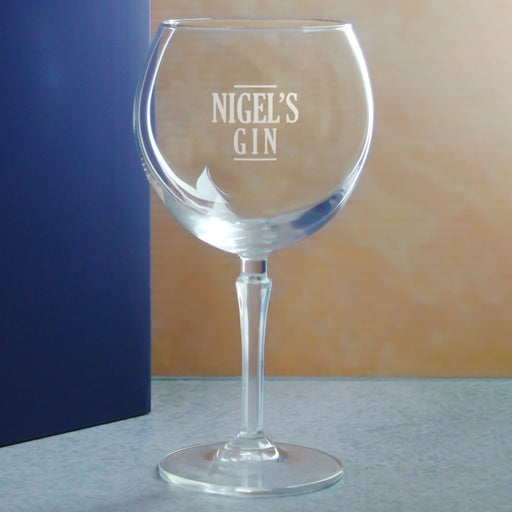 Engraved Hudson Gin Balloon Cocktail Glass with Name's Gin Serif Design, Personalise with Any Name Image 4