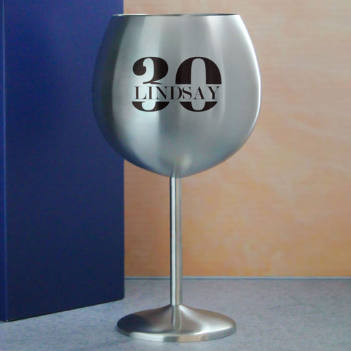 Engraved 30th Birthday Metal Gin Balloon Cocktail Glass