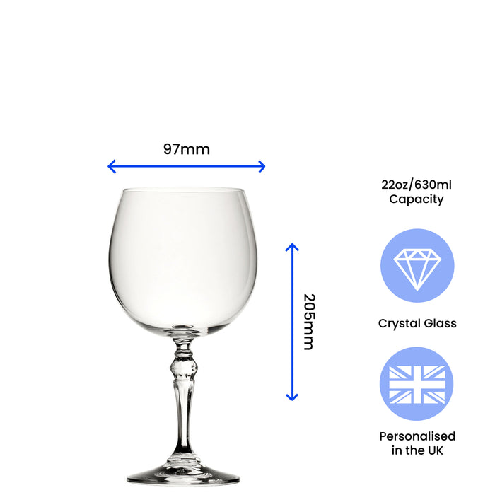 Engraved Crystal Gin and Tonic Cocktail Glass with The Gin Queen Design, Personalise with Any Name Image 6