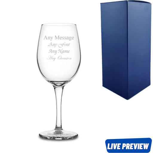 Engraved 15.5oz Moda Wine Glass with Gift Box
