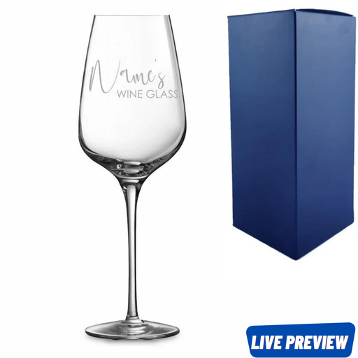Engraved Sublym Wine Glass with Scripted Name's Wine Glass Design