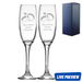 Personalised Engraved Wedding Champagne Glass Set with Any Message, Any Date, Rings