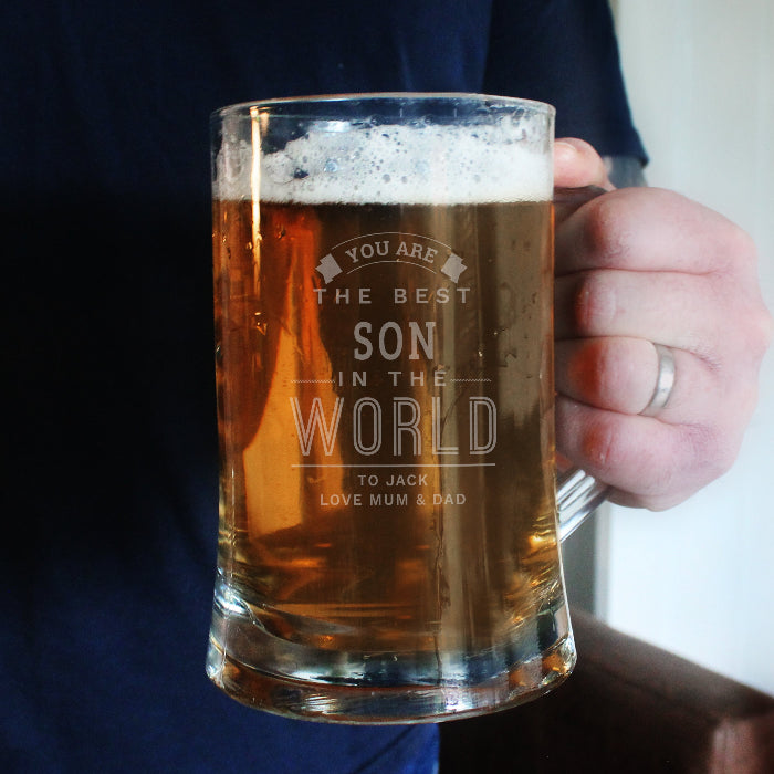 Engraved Best in The World Pint Tankard Glass & Gift Box