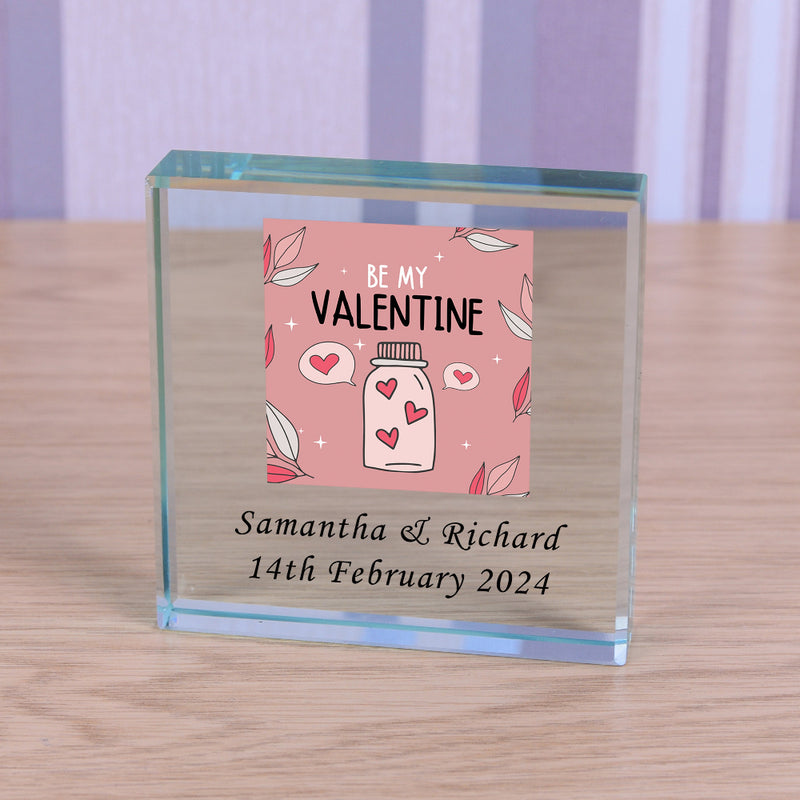 Personalised Be My Valentine Glass Block