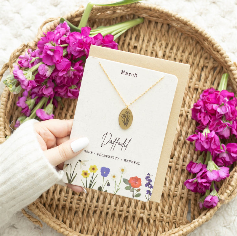 Birth Flower Necklace Card