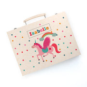 Personalised Wooden Art Colouring Box Set - Unicorn