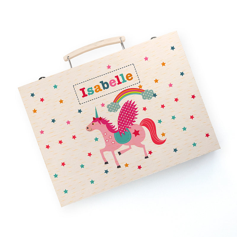 Personalised Wooden Art Colouring Box Set - Unicorn