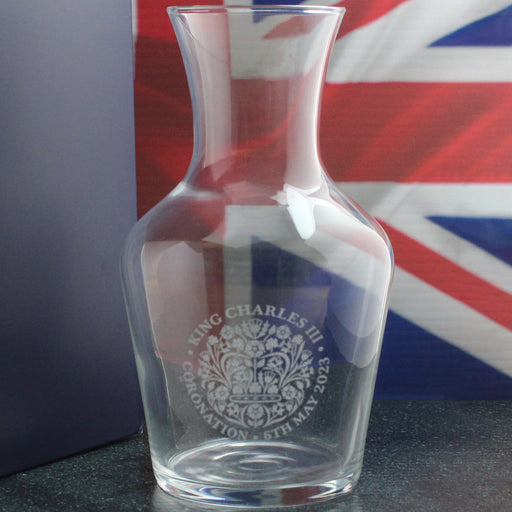 Engraved King Charles III Official Coronation Logo Wine Carafe