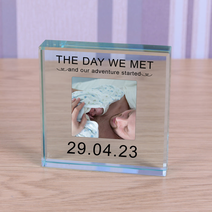 Personalised The Day We Met Photo Glass Token Keepsake