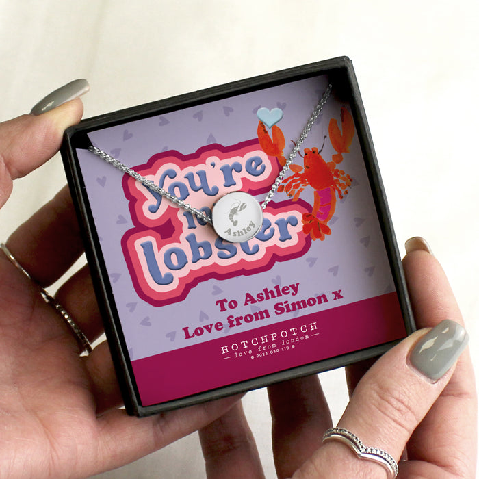 Personalised Youre My Lobster Silver Tone Necklace and Box