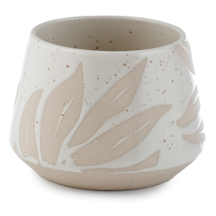 Florens Hesperantha Cream Glaze Relief Indoor Planter/Small Plant Pot