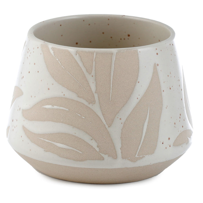 Florens Hesperantha Cream Glaze Relief Indoor Planter/Small Plant Pot
