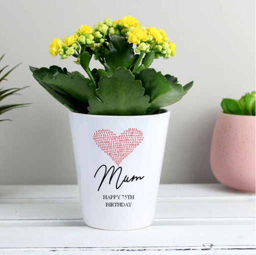 Personalised Heart 75th Birthday Plant Pot