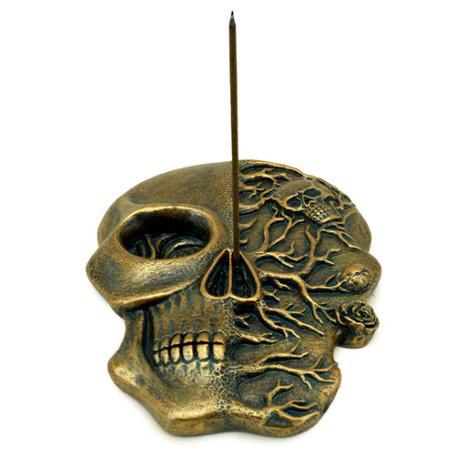 Skull Shaped with Roses Ashcatcher Incense Burner