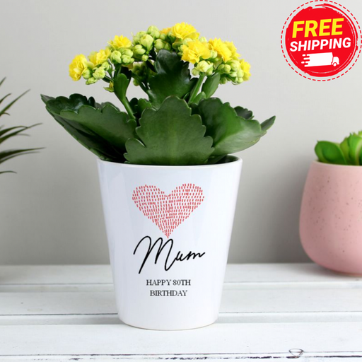 Personalised Heart 80th Birthday Plant Pot